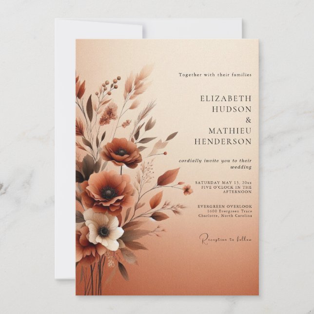 Invitación Boda Floral Etérea Ámbar (Anverso)