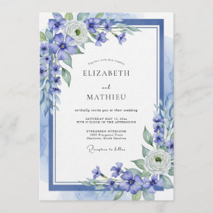 Invitación Boda floral etérea azul
