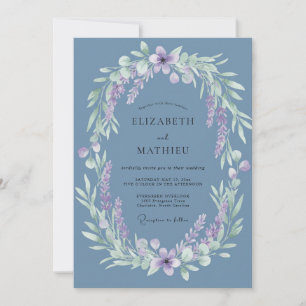 Invitación Boda floral etérea azul polvoriento