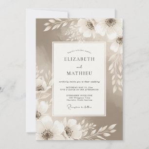 Invitación Boda Floral Etérea Beige