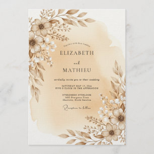 Invitación Boda floral etérea beis