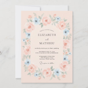 Invitación Boda floral etérea con rubor