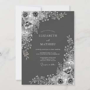 Invitación Boda floral etérea de carbón
