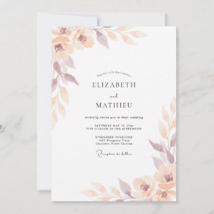 Invitación Boda floral etérea de champán