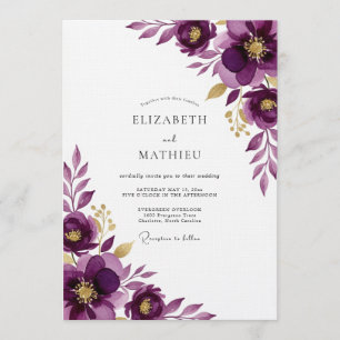 Invitación Boda floral etérea de ciruela