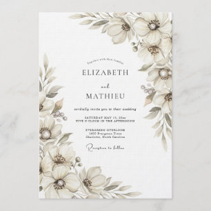 Invitación Boda floral etérea de crema