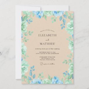 Invitación Boda floral etérea de espuma de mar