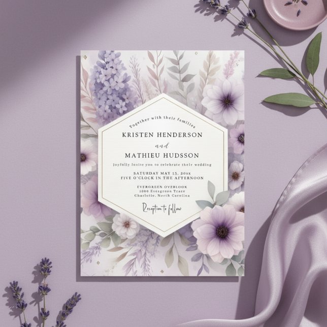 Invitación Boda floral etérea de lavanda (Subido por el creador)