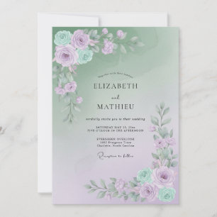 Invitación Boda floral etérea de lavanda salvia