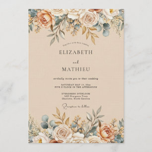 Invitación Boda floral etérea de melocotón