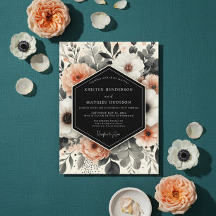 Invitación Boda floral etérea de melocotón