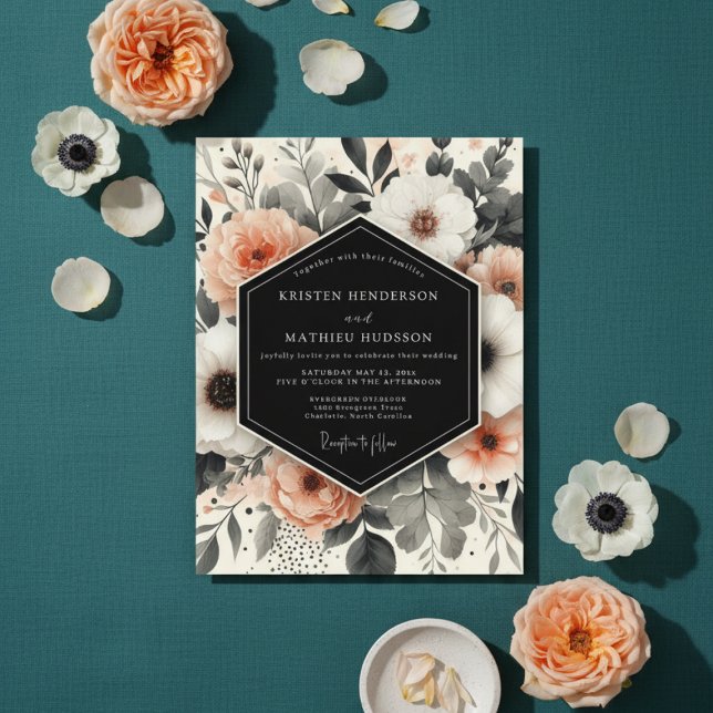 Invitación Boda floral etérea de melocotón (Subido por el creador)
