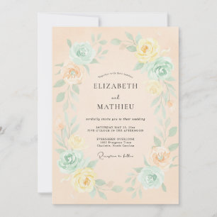 Invitación Boda Floral Etérea de Melocotón