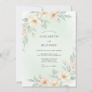 Invitación Boda floral etérea de melocotón pálido