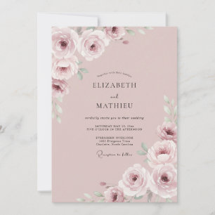 Invitación Boda floral etérea de rosa