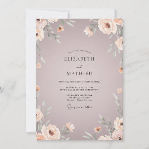 Invitación Boda floral etérea de rosa apagada