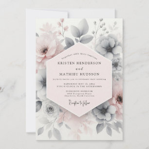 Invitación Boda floral etérea de rosa sonrosada