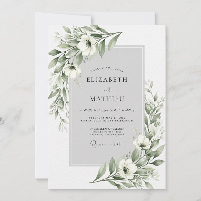 Invitación Boda Floral Etérea de Salvia (Anverso)