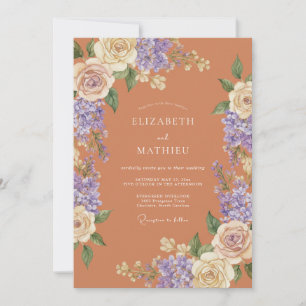 Invitación Boda Floral Etérea de Terracota