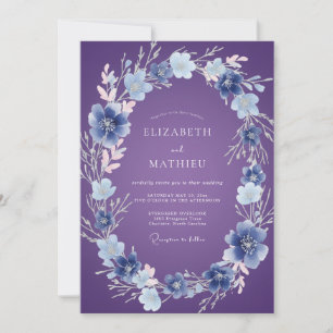 Invitación Boda floral etérea de violeta y vincapervinca