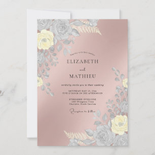 Invitación Boda floral etérea en oro rosa