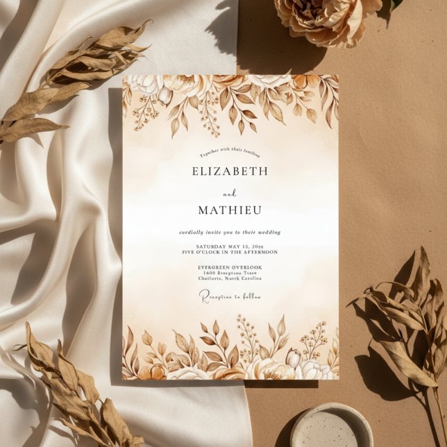 Invitación Boda floral etérea ocre (Subido por el creador)