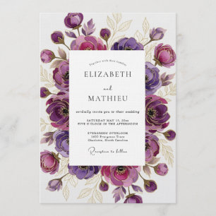 Invitación Boda Floral Etérea Púrpura