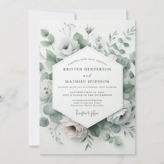 Invitación Boda Floral Etérea Salvia (Anverso)