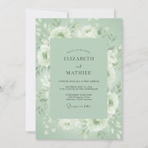 Invitación Boda Floral Etérea Verde Salvia
