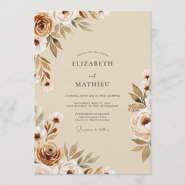 Invitación Boda Floral Etéreo Siena (Anverso)