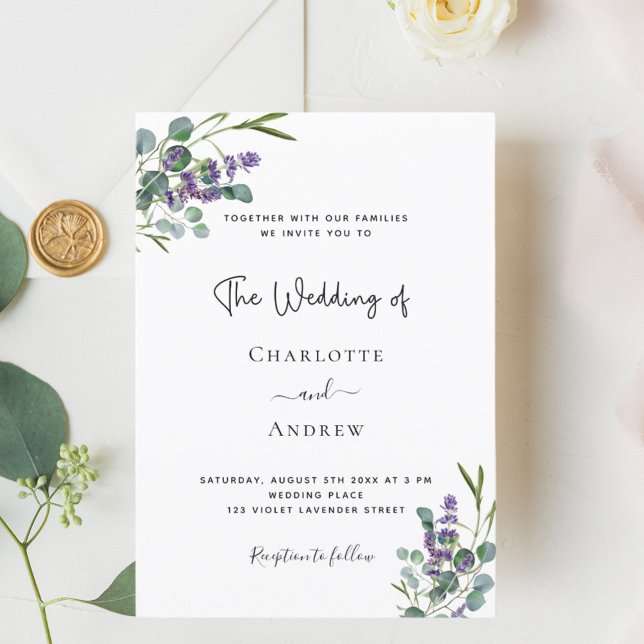 Invitación Boda floral Eucalyptus lavender (Subido por el creador)