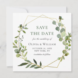 Invitación Boda floral Eucalyptus moderna AHORRA LA FECHA