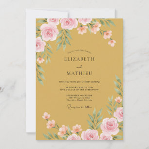 Invitación Boda floral exquisita en ocre