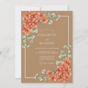 Invitación Boda Floral Exuberante Coral Verde