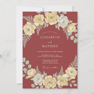 Invitación Boda floral exuberante de terracota