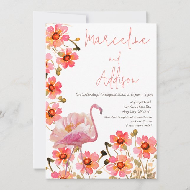 Invitación Boda floral Flamingle (Anverso)