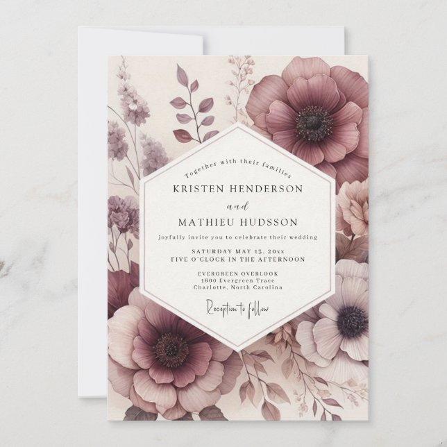 Invitación Boda Floral Flor de Ciruelo (Anverso)
