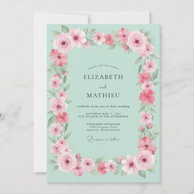 Invitación Boda Floral Flor de Menta (Anverso)