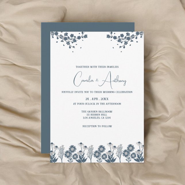 Invitación Boda Floral Floral Boho Blue Wildflower (Subido por el creador)