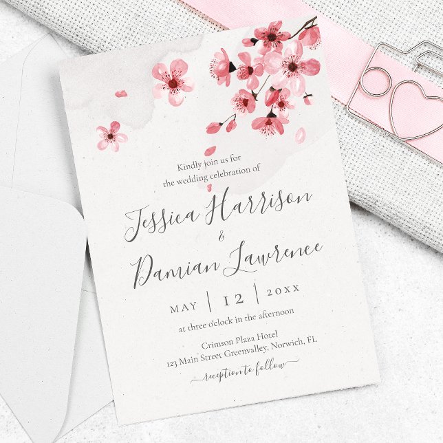 Invitación Boda Floral Floral de cerezo rosa (Subido por el creador)