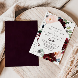 Invitación Boda floral floral de color de agua ilustrada