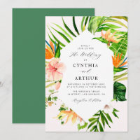 boda floral floral de hojas tropicales de palmera 