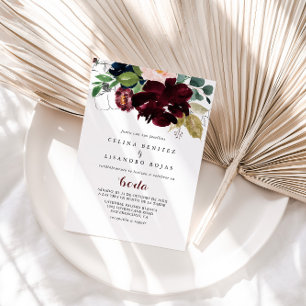 Invitación Boda floral floral de lujo Boho colorido