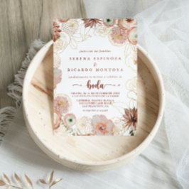 Invitación Boda floral floral de oro ruso