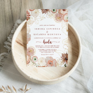 Invitación Boda floral floral de oro ruso