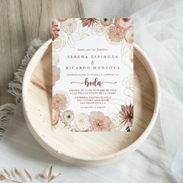 Invitación Boda floral floral de oro ruso (Subido por el creador)