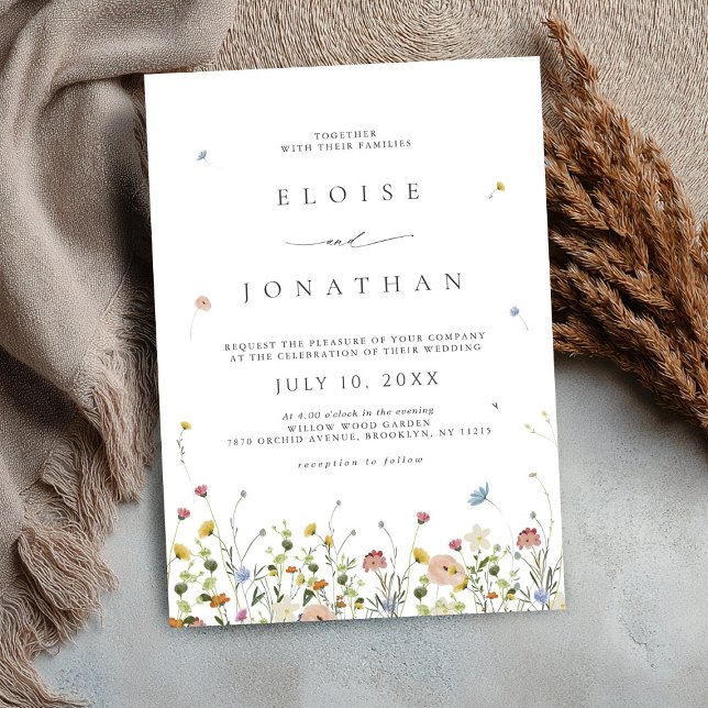 Invitación Boda floral floral de primavera (Spring Wildflower Garden Floral Minimalist Wedding Invitation)