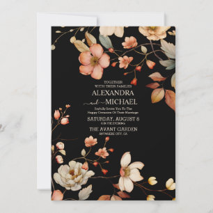 Invitación Boda Floral Floral Fall Wildflowers Black