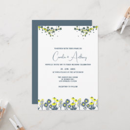 Invitación Boda Floral Floral Floral Boho amarillo azul