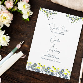 Invitación Boda Floral Floral Floral Boho amarillo azul